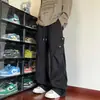 Pantalones de trabajo plisados retro americanos para hombre, otoño, pantalones casuales rectos pesados de 450G, pantalones de pierna ancha holgados de moda