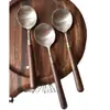 Cuchara Redonda de Acero Inoxidable con Mango tipo Nogal, Alta Calidad, Engrosada para Uso Doméstico, Adecuada para Comida Occidental, Cuchara de Postre, Cuchara para Comer, Cuchara para Sopa