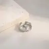 Anel Aberto de Aço Inoxidável Transfronteiriço Europeu e Americano, Anel de Dedo Indicador Ajustável com Design Irregular Cravejado de Diamante em Aço Titânio de Luxo Leve