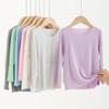 Camisa de Manga Larga para Niños, Capa Base para Niños Talla Mediana y Grande, Cuello Redondo, Habitación con Aire Acondicionado en Verano, Color Sólido, Ropa para Casa, Top Delgado para Bebés