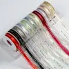 Fita de Embalagem com Letras Inglesas e Flores, Borda de Cetim, Tela com Borda Dourada, Fita de Gaze de Neve, Fita para Bolo e Presente, DIY