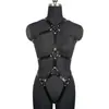 Ropa Erotica SM para Mujer, Arnés de Cuero de una Pieza Versátil para Bondage, Accesorios de Sexo Lesbiano para Performance en Discoteca, Herramientas Sexuales