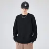 Suéter de Lana Lavada Pesado de Punto Grueso Estilo Retro Americano para Hombre Otoño Invierno Nuevo Estilo Suéter de Lana Simple Holgado Estilo Perezoso Ropa de Punto