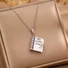Collar de Acero de Titanio, Popular en Europa y América, Collar con Forma de Libro de Carta de Amor Grabada, Collar con Forma de Sobre de Carta de Amor Abrible, Cadena para Clavícula