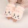 Lindas luvas de pelúcia de inverno com flip-top, pequenas, animais, femininas, fofas, forradas com lã, espessadas, quentes, meio dedo exposto, anticongelante e à prova de frio