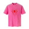 Nova Camiseta Retro Americana Lavada com Efeito Desgastado de Manga Curta para Homens e Mulheres, Verão 230g Gola Redonda Casual Roupas Estampadas
