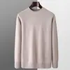 Suéter de Lana Gruesa de Siete Agujas con Cuello Redondo para Hombre Otoño e Invierno, Suéter Pulóver con Rayas Verticales en los Hombros y Mangas, Suéter Básico de Punto de Manga Larga para Negocios
