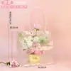 Presente transparente Bolsa de flores portátil Bolsa de presente de mão Bolo Sobremesa Quadrado Saco de embalagem de buquê de barraca Dia dos namorados