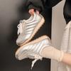 Tênis de Treino Feminino prata 2025 Novos Sapatos de Ballet Esportivos Versátil Plano Casual Sapatos Femininos Sapatos Forrest Gump tênis