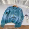 Cárdigan de Punto Degradado Dulce y Suave de Gama Alta para Mujer Otoño e Invierno Estilo Occidental Todo Fósforo Cuello en V Manga Larga Suéter de Color Contrastante