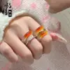 Anillo de Ágata Azul Ojo de Caballo de Alta Transparencia, Anillo Sencillo y de Moda de Calcedonia Dopamina Apilable para Hombres y Mujeres, Venta al por Mayor