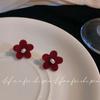 Pendientes de Flores Flocadas de la Serie de Té Vintage de Otoño e Invierno Pendientes con Pin de Plata de Temperamento con Diseño Nicho Femenino Nuevos Pendientes 2022