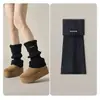 Polainas de punto blancas para mujer, calcetines térmicos y de calefacción de invierno, botas de nieve, calcetines para pantorrilla de otoño e invierno, transfronterizo