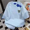 Camiseta de Manga Corta Impresa Retro de Calle de Alto Estilo Japonés Vintage para Mujer, Top Casual Holgado de Cuello Redondo de Moda, Verano 2025
