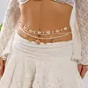 Corrente de Cintura com Pingente de Concha para Férias na Praia Transfronteiriça Europeia e Americana Corrente Corporal Sexy de Pérola e Vieiras para Bikini Feminino