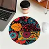 Alfombrilla de Ratón Redonda Floral Estilo Étnico Retro Arte Personalizado Antideslizante Oficina Computadora Mini Alfombrilla de Escritorio