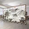 Biombo estilo chino para sala de estar y dormitorio, para bloquear la entrada, pared móvil y plegable, pintura de paisaje de oficina, biombo plegable estilo antiguo