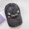 Gorra de Béisbol Bordada con Letras Oversize y Ancha para Mujer, Gorra de Mezclilla Lavada Vintage Desgastada para Adelgazar la Cara para Hombre