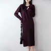 Vestido de Punto de Lana Pura con Cuello Redondo de Manga Larga para Mujer, Color Sólido, Canalé, Cintura Alta, Largo Medio, Nuevo Invierno 2026