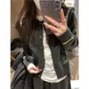 Estilo Coreano 2025 Otoño e Invierno Nuevo Deportivo Bordado Manga Larga Cuello Redondo Reductor de Edad Cardigan de Punto Estilo Perezoso Suéter para Mujer