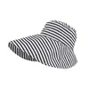 2025 Popular Sombrero de Pescador de Rayas Blancas y Negras de Ala Ancha Moda Versátil Estilo de Celebridad Protección Solar Sombrero Plegable