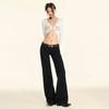 Young Orange# Cool Drag Elegantes Jeans de Pierna Ancha para Mujer de Cintura Baja Tono Delgado Carne Trendy Combinables de Gama Alta