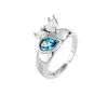 Anillo Transfronterizo Europeo y Americano de Oro de 18K Retro Ajustable Gota de Agua Incrustado Zircón Lujo Accesible Diseño de Nicho Anillo Abierto