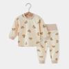 Roupas de Outono para Bebê Calças Algodão Cintura Alta Roupa Íntima para Bebê Conjunto Proteção da Barriga Base Roupas de Casa Quentes para Crianças Pijama
