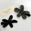Pinza para el cabello de lujo ligero de alta gama con flor lila para mujer, elegante, elegante, con flequillo, clip lateral, pinza para el cabello, flor de pedrería, clip de pico de pato