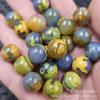 Cuentas redondas de ágata gris azul amarillo, cuentas sueltas de jade, calcedonia color agua azul, cuentas de 14 mm, cuentas para accesorios de joyería DIY
