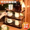 Estante de almacenamiento multicapa de madera maciza para cocina, cafetería, encimera, bricolaje, estilo antiguo, simple, ajustable, para exhibir tazas