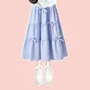 2026 Vestido de Verano Nuevo para Niña Azul Marino con Cuello Manga Corta Lazo Pastel Estilo Universitario Moda Conjunto de Dos Piezas