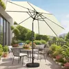 Sombrilla de Jardín y Patio de 3m con Inclinación y Manivela - Toldo de Poliéster Impermeable Resistente al Sol - 8 Varillas Resistentes - Disponible con/sin Base Rellenable