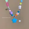Colar Estrela Colorida Doce de Dopamina de Verão para Mulheres, Corrente de Clavícula de Nicho de Alta Qualidade, Acessório Choker Doce e Cool para Meninas Populares