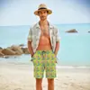 Temu Transfronteiriço 2025 Verão Masculino Shorts Hawaiian de Praia Largos Tamanho Europeu Amazon Calças Casuais de Cinco Pontos para Homens