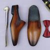 Pantuflas de Cuero Genuino Caladas, Zapatos Casuales de Media Piel con Punta Cerrada de Vacuno, Zapatos Retro para Hombre, Zapatos de Cuero para Oficina, Entrega Directa de Fábrica
