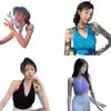 Top de tubo de punto con cuello halter, estilo chica sexy pura, Camisola sexy sin espalda para mujer, Ropa de verano, Se puede usar por dentro o por fuera, Efecto adelgazante