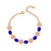 Pulsera Kalamei Love Clover Rubí Chapada en Oro de 18 Quilates Moda Campanilla de la Mañana Pulsera de Piedras Preciosas Coloridas Diamante