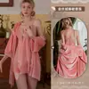 Bata de Noche de Terciopelo Sexy Otoño e Invierno Xianyi, Bata de Noche Sexy de Encaje Tentación V Profunda Pura Deseo de Alta Gama, Ropa de Casa para Mujer 489