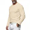 Suéter Informal de Cuello Redondo Fino para Hombre, Transpirable, Versátil, de Manga Larga, para Otoño e Invierno, Estilo Europeo y Americano, Cruzado, Holgado, Camiseta Básica