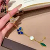 Retenção de Cor Alta Pulseira de Abóbora Laser Dourada Sand Ouro Mesmo Estilo da Loja de Ouro Pulseira Borboleta Brilhante Pulseira Trevo de Quatro Folhas Exquisita de Nicho