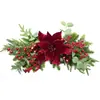 Decoraciones Navideñas Bayas Rojas Lazo Colgador de Puerta Decoración Atmósfera Festiva Navideña Hojas de Pino Colgante de Pared Ventana Entrada