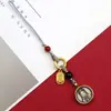 Acero de Titanio Pequeño Colgante de Thangka para Teléfono Móvil Santo Patrón del Zodiaco Dios Amarillo de la Riqueza Colgante de Thangka Llavero para Teléfono Móvil Colgante Colgante