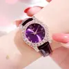 Relógio Feminino Gedi Fashion Celebridade da Internet com Pulseira de Couro, Relógio Feminino da Moda Cravejado de Diamantes, Relógio Feminino de Quartzo Casual Versátil