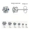 Pendientes de Zirconia de Seis Garras Europeos y Americanos Más Vendidos para Mujer, Joyería Elegante, Pendientes de Primavera y Verano, Comercio Exterior Locura de Compra Pendientes Chapados en Oro de 18K
