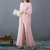 Una generación de primavera 2024 nuevo retro estilo nacional algodón y lino ropa de té Zen ropa de yoga traje de siete mangas para mujer