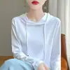 Sudadera casual holgada de algodón puro para mujer, suéter de punto para primavera y otoño, versátil y adelgazante, adecuado como prenda exterior o como capa base