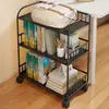 Estante para guardar mochilas escolares, estante de almacenamiento de libros de varias capas, carrito pequeño de pie, estante clasificador de libros para el lado del escritorio