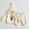 Moletom com Capuz de Veludo Dupla Face Outono e Inverno para Bebês, Meninos e Meninas, Engrossado e Fofo, Roupas Tops de Natal e Ano Novo