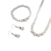 Conjunto de Colar, Pulseira e Brincos de Pérola Artificial e Strass, Venda Quente Transfronteiriça Europeia e Americana, Joias Simples e Elegantes de Liga com Strass